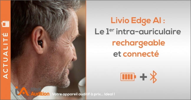 Livio Edge AI appareil auditif intra-auriculaire sans pile et Bluetooth